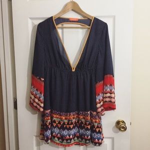 Flowy boho tribal print dress by Banjul
